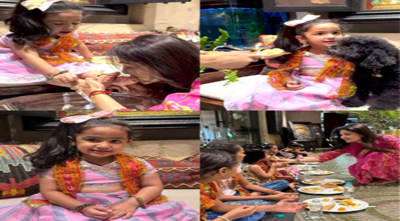 शिल्पा ने अपनी बेटी समिशा के साथ किया 'कन्या पूजन'