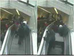 शख्स ने समय बचाने के चक्कर में एस्केलेटर के ऊपर से छोड़ दिया बैग, नीचे मौजूद महिला के साथ हो गया बड़ा हादसा, देखे VIDEO